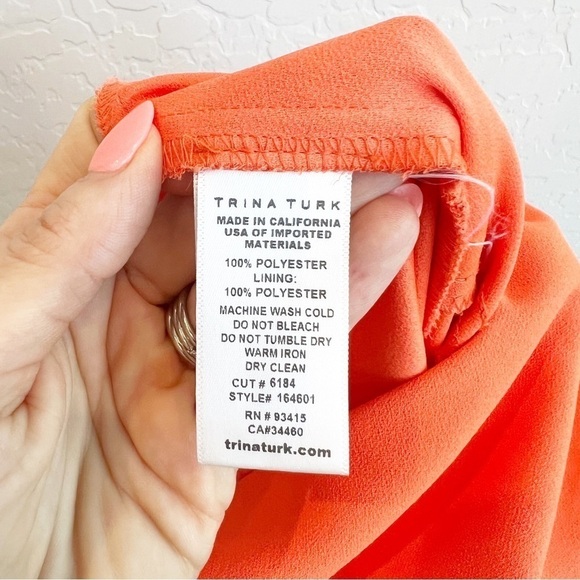 Trina Turk Women’s Crepe Jumpsuit Wide Leg Crop Orange Sleeveless V-Neck 0 - Picture 8 of 8